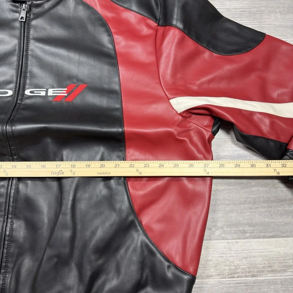 Faux Leather Dodge Graphic Full Zip‎ Jacket Men's XXL Embroidered Black NWT